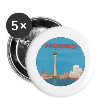 Deutsche Stadt Düsseldorf - Buttons klein 25 mm (5er Pack) - Weiß - Vorne