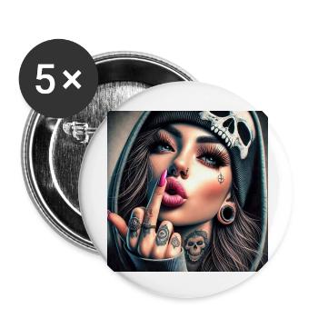 Fuck u - Buttons small 1''/25 mm (5-pack) - white - Front