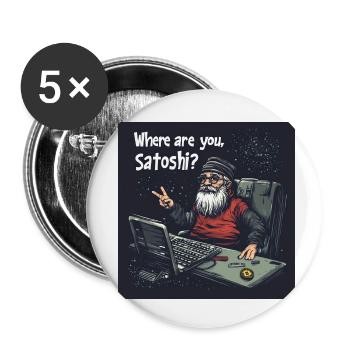 Bitcoin uncle Satoshi - Buttons klein 25 mm (5er Pack) - Weiß - Vorne