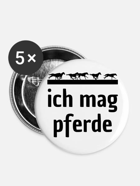 Ich mag Pferde - Buttons klein 25 mm (5er Pack) - Weiß