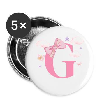 Letter g pink clouds - Buttons small 1''/25 mm (5-pack) - white - Front