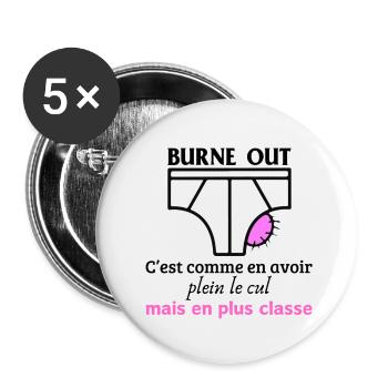 Mug burne out - Lot de 5 petits badges (25 mm) - blanc - Devant