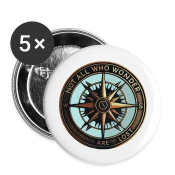 Kompass Nicht alle, die umherwandern, sind verloren - Buttons klein 25 mm (5er Pack) - Weiß - Vorne