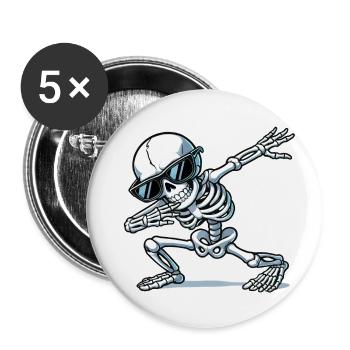 skull dabbing - Buttons small 1''/25 mm (5-pack) - white - Front