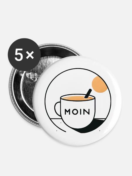 Moin - Buttons klein 25 mm (5er Pack) - Weiß