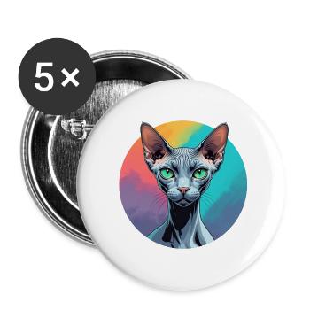 Sphynx Cat - Buttons klein 25 mm (5er Pack) - Weiß - Vorne