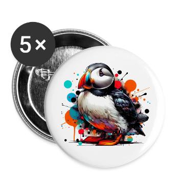 Papageitaucher - Buttons klein 25 mm (5er Pack) - Weiß - Vorne