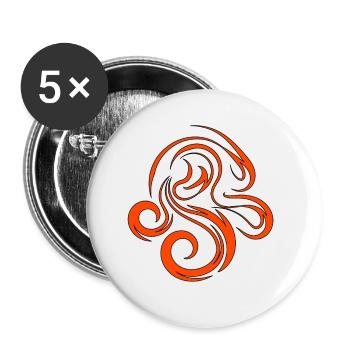 Mouvement et fluidité en orange et noir - Lot de 5 petits badges (25 mm) - blanc - Devant