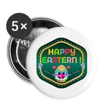 HAPPY EASTERN EGGS PLAYING GOLF - Buttons small 1''/25 mm (5-pack) - white - Front
