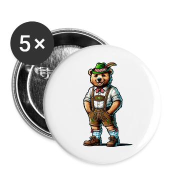Bayerischer Bär - Buttons klein 25 mm (5er Pack) - Weiß - Vorne