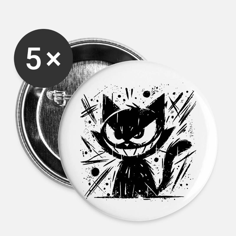 Katze mit teuflischen Plan - Buttons klein 25 mm (5er Pack) - Weiß