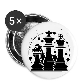Schachfiguren Comic Look - Buttons klein 25 mm (5er Pack) - Weiß - Vorne