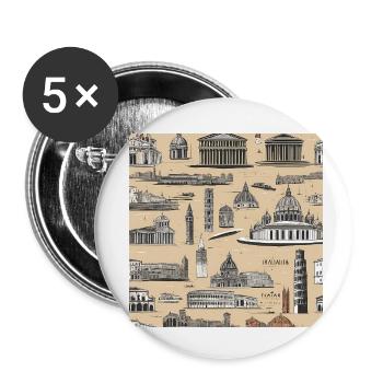 Villes italiennes - Lot de 5 petits badges (25 mm) - blanc - Devant