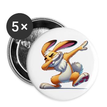 hase dabbing comic - Buttons klein 25 mm (5er Pack) - Weiß - Vorne