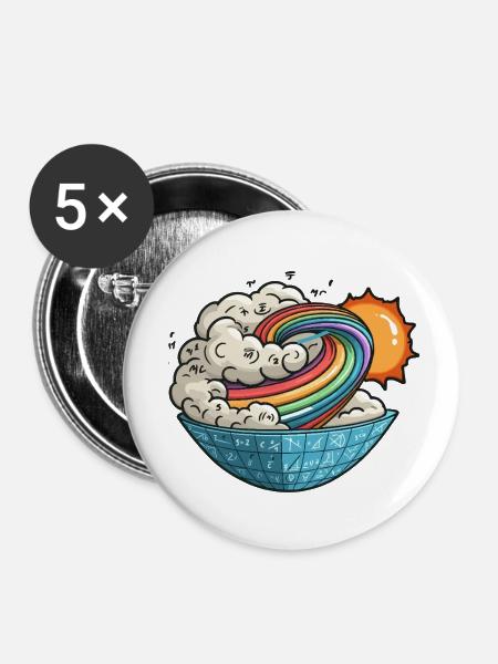 Mathematischer Wirbel Sonne - Buttons klein 25 mm (5er Pack) - Weiß