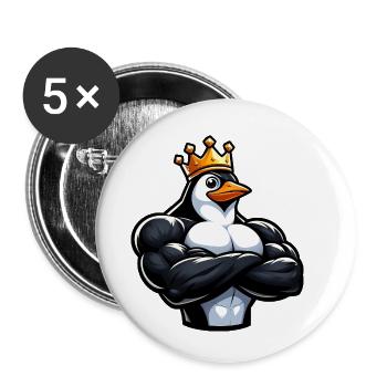 Strong Penguin King Fitness Training - Buttons small 1''/25 mm (5-pack) - white - Front