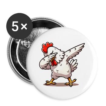 dabbing chicken - Buttons small 1''/25 mm (5-pack) - white - Front