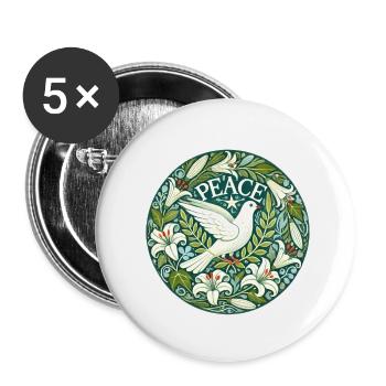 Peace Statement mit Friedenstaube - Buttons klein 25 mm (5er Pack) - Weiß - Vorne