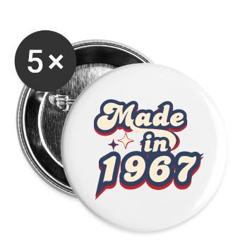 Hergestellt im Jahr 1967 Retro - Buttons klein 25 mm (5er Pack) - Weiß - Vorne