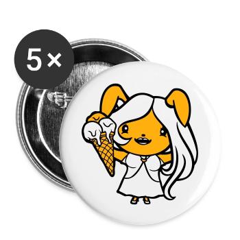 Hase isst Eis Waffel Eiscreme lecker Mädchen Frau - Buttons klein 25 mm (5er Pack) - Weiß - Vorne