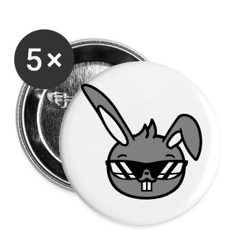 Hase Sonnenbrille Cool Hasenzähne Kaninchen Lustig - Buttons klein 25 mm (5er Pack) - Weiß - Vorne
