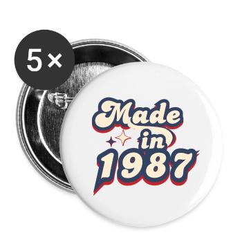 Hergestellt im Jahr 1987 Retro - Buttons klein 25 mm (5er Pack) - Weiß - Vorne