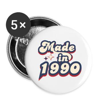 Made in 1990 Retro - Buttons small 1''/25 mm (5-pack) - white - Front