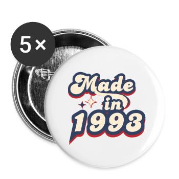 Made in 1993 retro - Lot de 5 petits badges (25 mm) - blanc - Devant