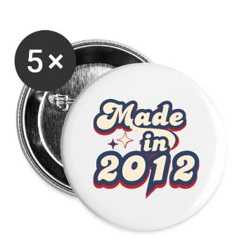 Made in 2012 retro - Buttons small 1''/25 mm (5-pack) - white - Front