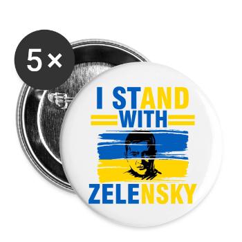 Ich unterstütze Selenzky gegen  - Ukraine - Buttons klein 25 mm (5er Pack) - Weiß - Vorne