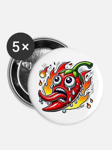 Ultra Scharfe Chili - Buttons klein 25 mm (5er Pack) - Weiß