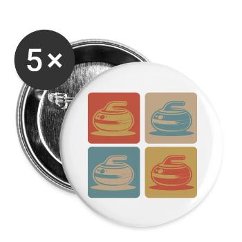 Curling Vintage Design - Lot de 5 petits badges (25 mm) - blanc - Devant