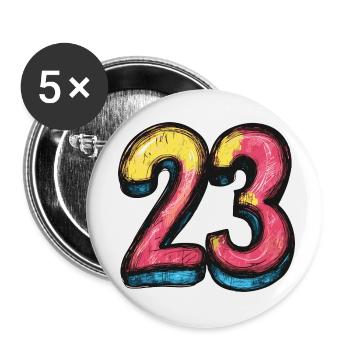 23 Number Colorful - Buttons small 1''/25 mm (5-pack) - white - Front