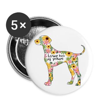 Weimaraner Hund Hundesprüche Hundemama Pfote - Buttons klein 25 mm (5er Pack) - Weiß - Vorne