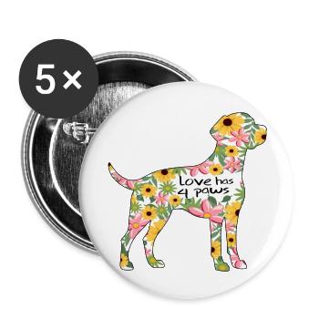 Labrador Hund Design blumen - Buttons klein 25 mm (5er Pack) - Weiß - Vorne
