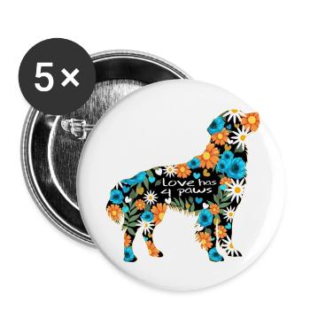 Golden Retriever Hundedesign pfoten - Buttons klein 25 mm (5er Pack) - Weiß - Vorne