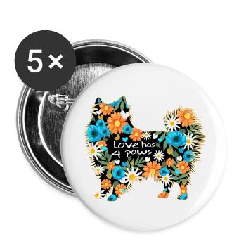Pomeranian Pomeranian - Buttons small 1''/25 mm (5-pack) - white - Front