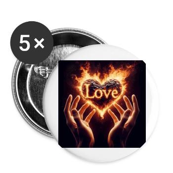 Amour Coeur Mains - Lot de 5 petits badges (25 mm) - blanc - Devant