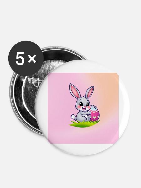 Bunte Ostern - Buttons klein 25 mm (5er Pack) - Weiß