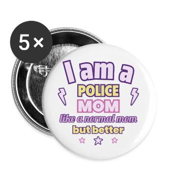 Mom Policewoman, Mother's Day Gift - Buttons small 1''/25 mm (5-pack) - white - Front