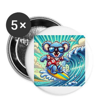 Koala-Wellenreiter: Spaß auf dem Surfbrett - Buttons klein 25 mm (5er Pack) - Weiß - Vorne