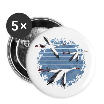Birds - Buttons small 1''/25 mm (5-pack) - white - Front