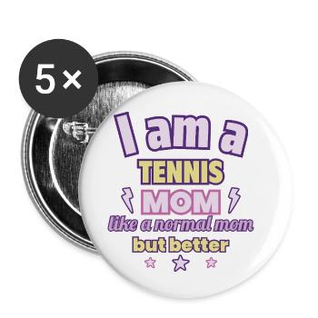 Mutter Tennisspielerin, Muttertag Geschenk, Tennis - Buttons klein 25 mm (5er Pack) - Weiß - Vorne