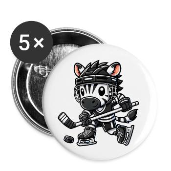Chibi-Zebra Hockeyspieler Eishockey - Buttons klein 25 mm (5er Pack) - Weiß - Vorne