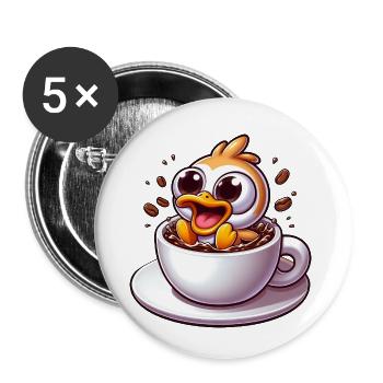Bird chick coffee drinker caffeine shock - Buttons small 1''/25 mm (5-pack) - white - Front
