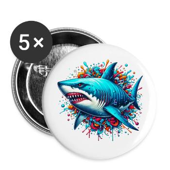 Shark - Buttons small 1''/25 mm (5-pack) - white - Front