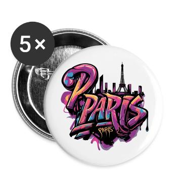 Paris, France, Tour Eiffel - Lot de 5 petits badges (25 mm) - blanc - Devant