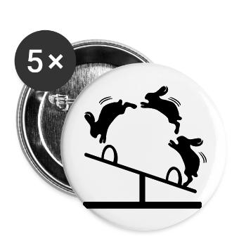 OSTERHASEN SPRINGEN HASEN SCHAUKEL - Buttons klein 25 mm (5er Pack) - Weiß - Vorne