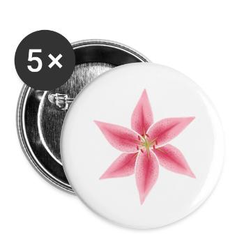 fleur de lys rose et blanche - Lot de 5 petits badges (25 mm) - blanc - Devant