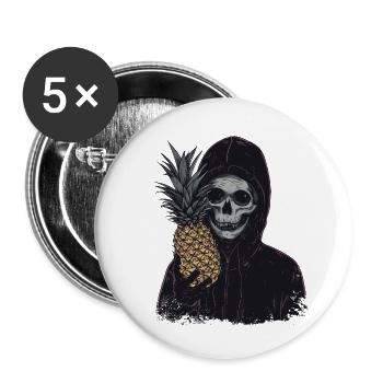 Ananas Horreur Crâne - Lot de 5 petits badges (25 mm) - blanc - Devant